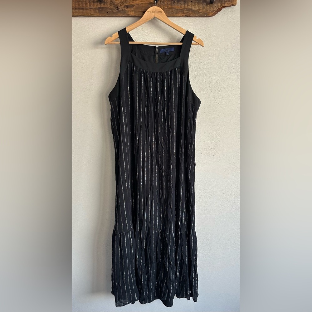 Rachel Roy Plus Size Leo Flounce Maxi Dress,‎ Black Gold Silver Womens 2X